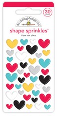 Crafts Doodlebug Sprinkles Puffy I Love This Place Red Blue Yellow Black Hearts