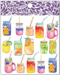 Violette Stickers 2 Sheets Tropical Drinks Mason Jars Fruit Straws Colorful
