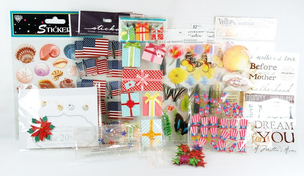 MIXED LOT: SCRAPBOOKING STICKERS & CRAFT ITEMS