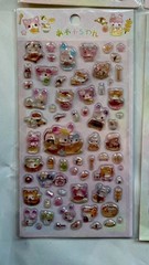 Japan Kawaii Twin Rabbit And Friends Sushi Bon Bon Gum Drop Puffy 3D Sticker