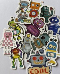 ROBOT ASSORTMENT Stickers (6pc)Buzz•Metal•Beep•Strong •Machine•Computer•￼Chat• ￼