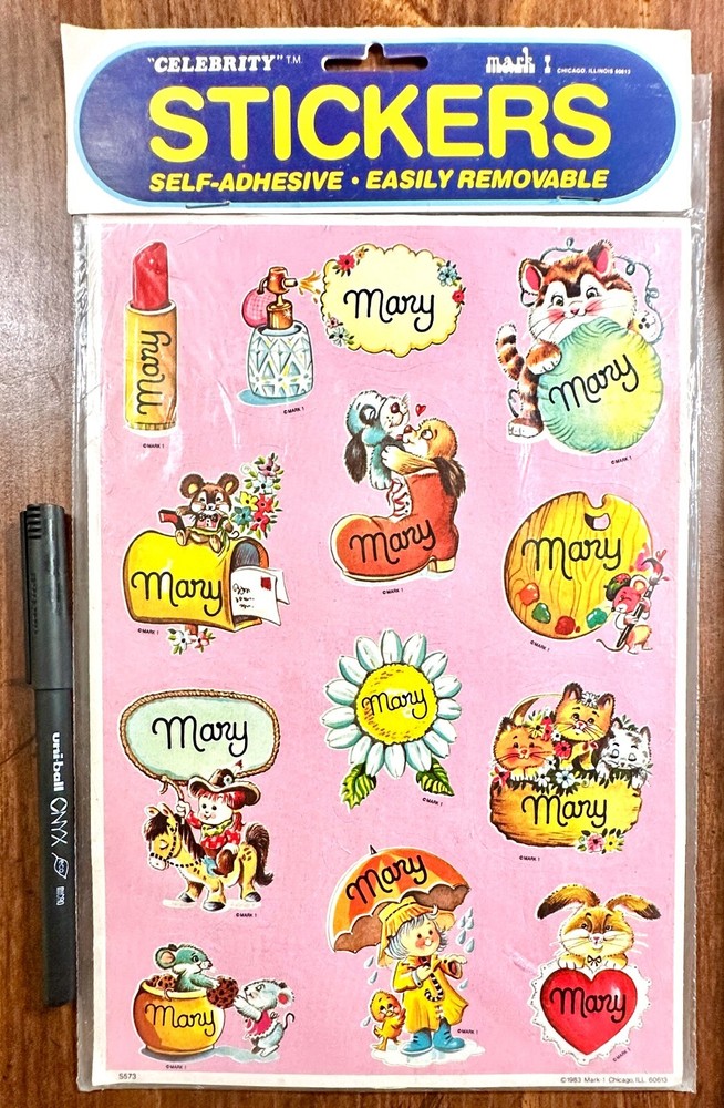 Mary Celebrity Mark 1 VTG Name Stickers Lot Scrapbooking Card Making