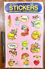 Mary Celebrity Mark 1 VTG Name Stickers Lot Scrapbooking Card Making