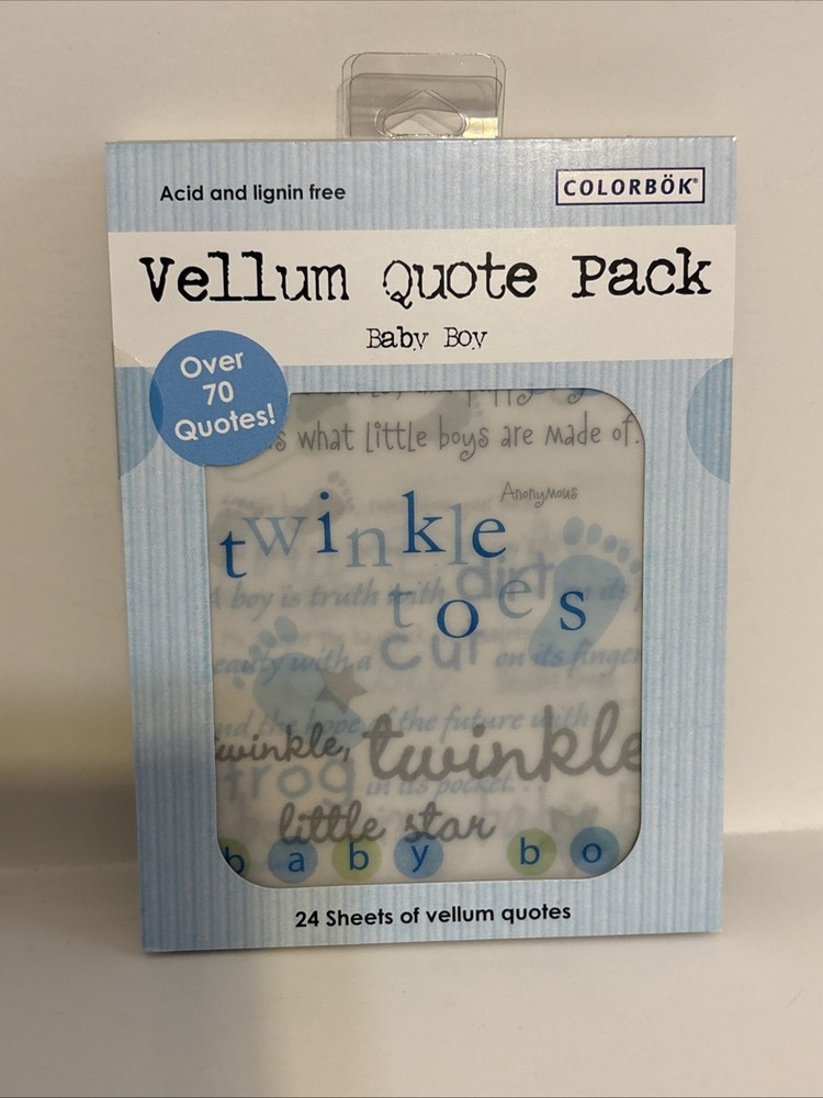 Colorbok Vellum Quote Pack Stack “Baby Boy” 24 Sheets Scrapbook Over 70 Quotes