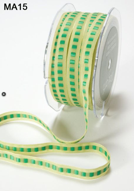 3/8″SOLID/ CENTER SQUARE – May Arts – MA15 – Lt Green/Green – 50 Yards