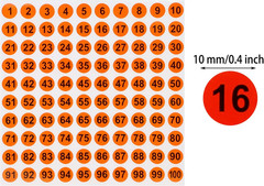 25 Sheets 1 to 100 Vinyl Consecutive Number Stickers Small round Inventory Label