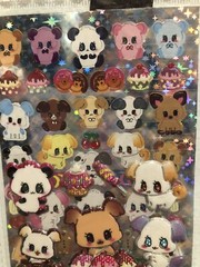 Lemon Co. Kawaii Japan Puppy And Pandas Puffy Glitter Sticker Sheet Vintage 2