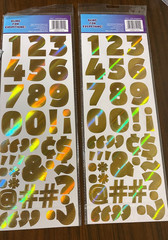 Lot of 2 Gold Holographic Foil Project Letters 2″ & Numbers Stickers 115 Count