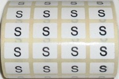 19MM WHITE SELF ADHESIVE CLOTHING SIZE STICKERS, S/M/L/XL/XXL/XXXL/5XL