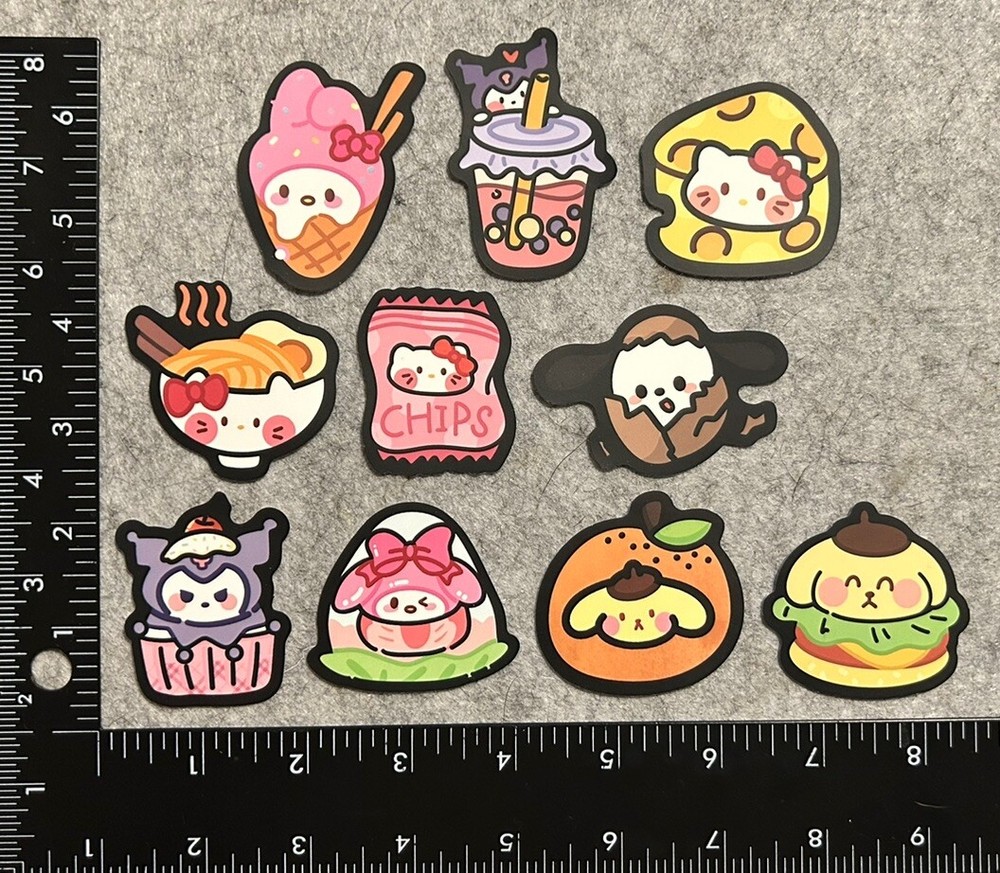 Lot of 10 Assorted Sanrio Pompompurin Kuromi Snacks Food Anime Cartoon Stickers