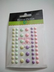 Eyelet Outlet Sticky Back Enamel Dots Multiple Pastel Green Purple Pink