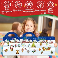 4 Sets Christmas Reusable Sticker Books for Toddlers 1-3, Activities Books Craft