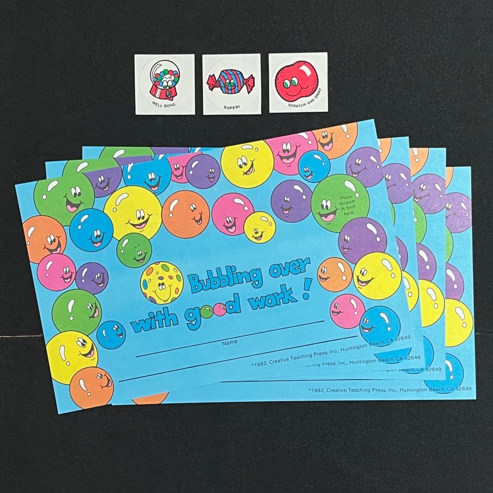 CTP 1981 Award Certificates BUBBLE GUM with Scratch and Sniff Stickers Lot