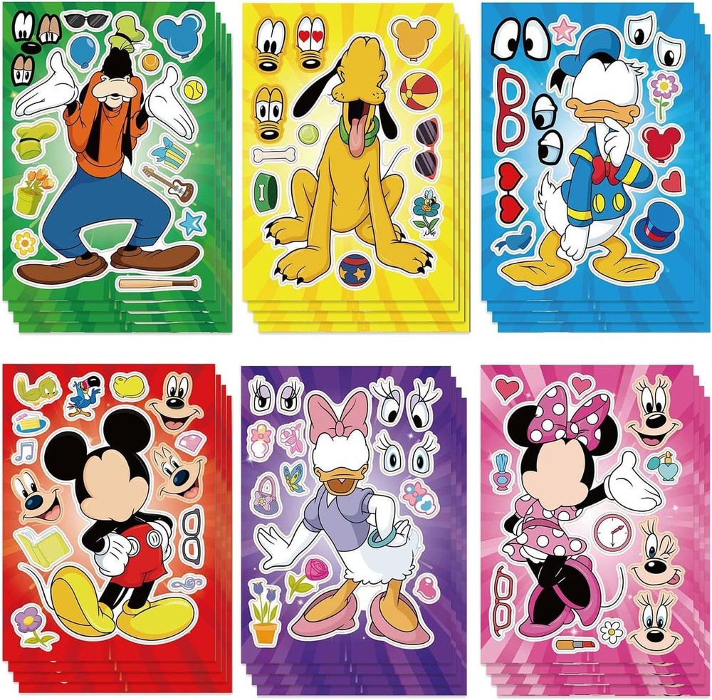 24 Sheets Cartoon Mouse Make-a-face Stickers for Kids Teens, Mixed & Matched …