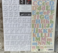 K&Company WHITE & GLITTER ALPHABET LETTERS Scrapbook Craft Sticker Pack Set