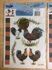 2x Tulip Rub On Transfers 2002 Roosters Chickens NEW