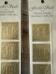 Gold Fossler Foil Seals Marian Heath Monogram H Letter Cards Envelopes 2 Packs