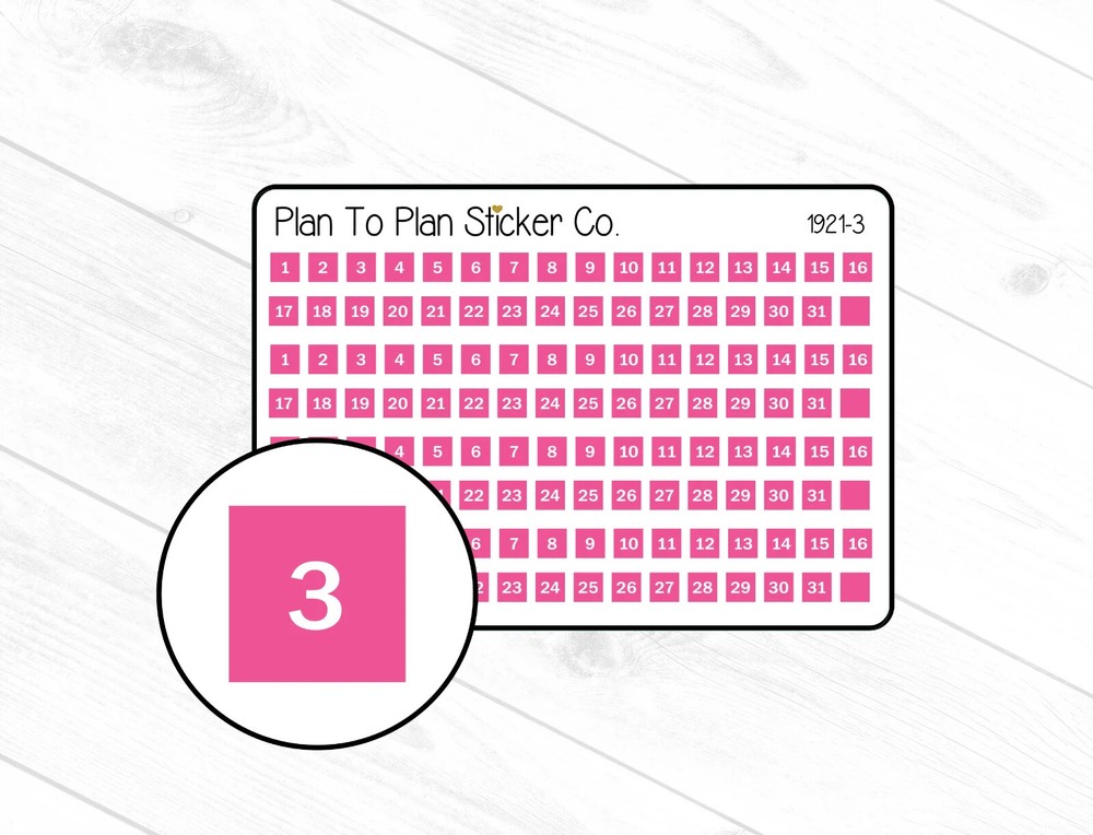 1921-3~~Tiny Dark Pink Date Squares Planner Stickers.