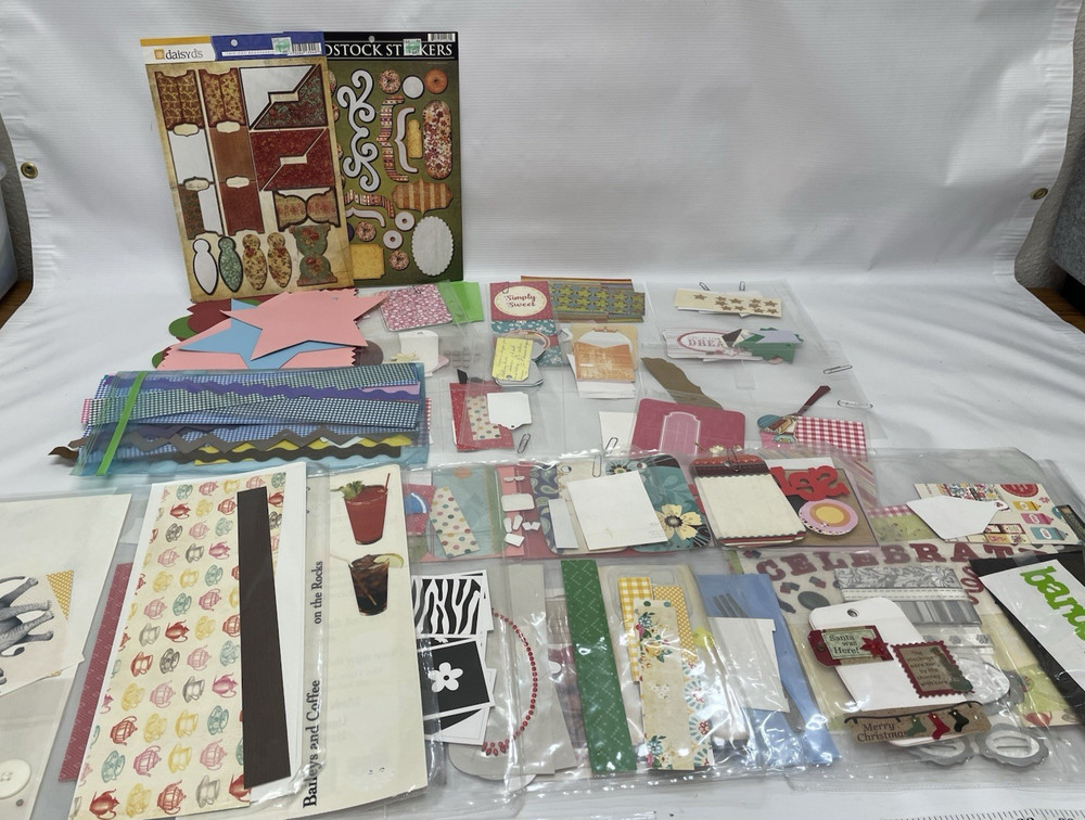 HUGE Lot Scrapbooking Paper Stickers Vellum Die Cuts Punch Great Variety