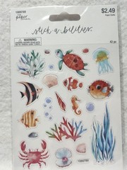 Scrapbooking Stickers – Ocean Fish Coral Jelly Fish-42 Mini Pieces NEW