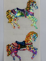 Sparkly Carousel Horse Stickers – Hambly – Prismatic – Glitter – Vintage