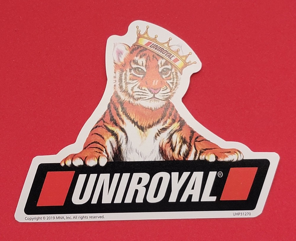 UNIROYAL TIRES DECAL STICKER CROWNED BENGAL TIGER (NEW)