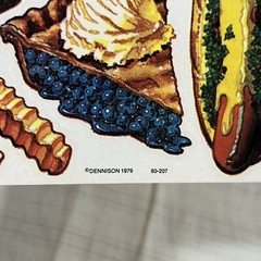 HTF Vintage Sticker Sheet Dennison Junk Food 1979 Pizza Burger Realistic Fries