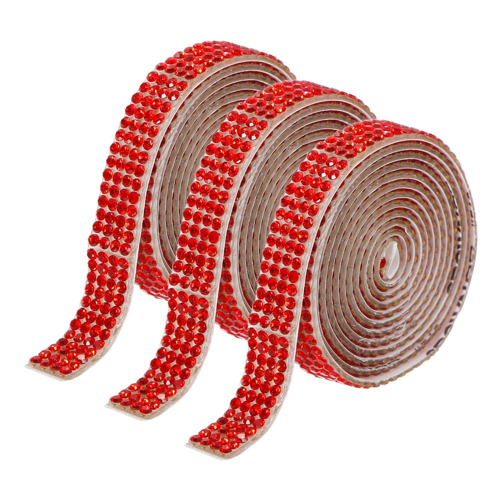 3Roll 3 Yards 8mm Diamond Ribbon Red