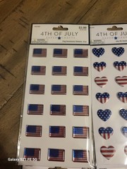 Lot Of 5 Sheets Of Patriotic-Flag- 4th July Stickers. Gemstone, Puffy, Glitter.