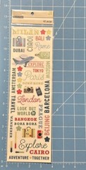 Recollections Sticker Sheet TRAVEL Locations 42 Pieces Milan Paris Dubai Rome