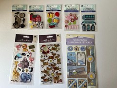 Scrapbooking Supplies lot – Paper, Stickers & Clear Case – Mixed Brands