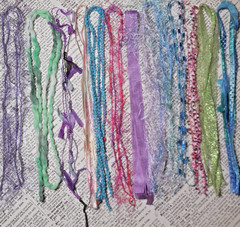 Fiber Yarn Sample Pack «Mermaid» 12 yds Craft Embellishments Slow Stitch Weaving