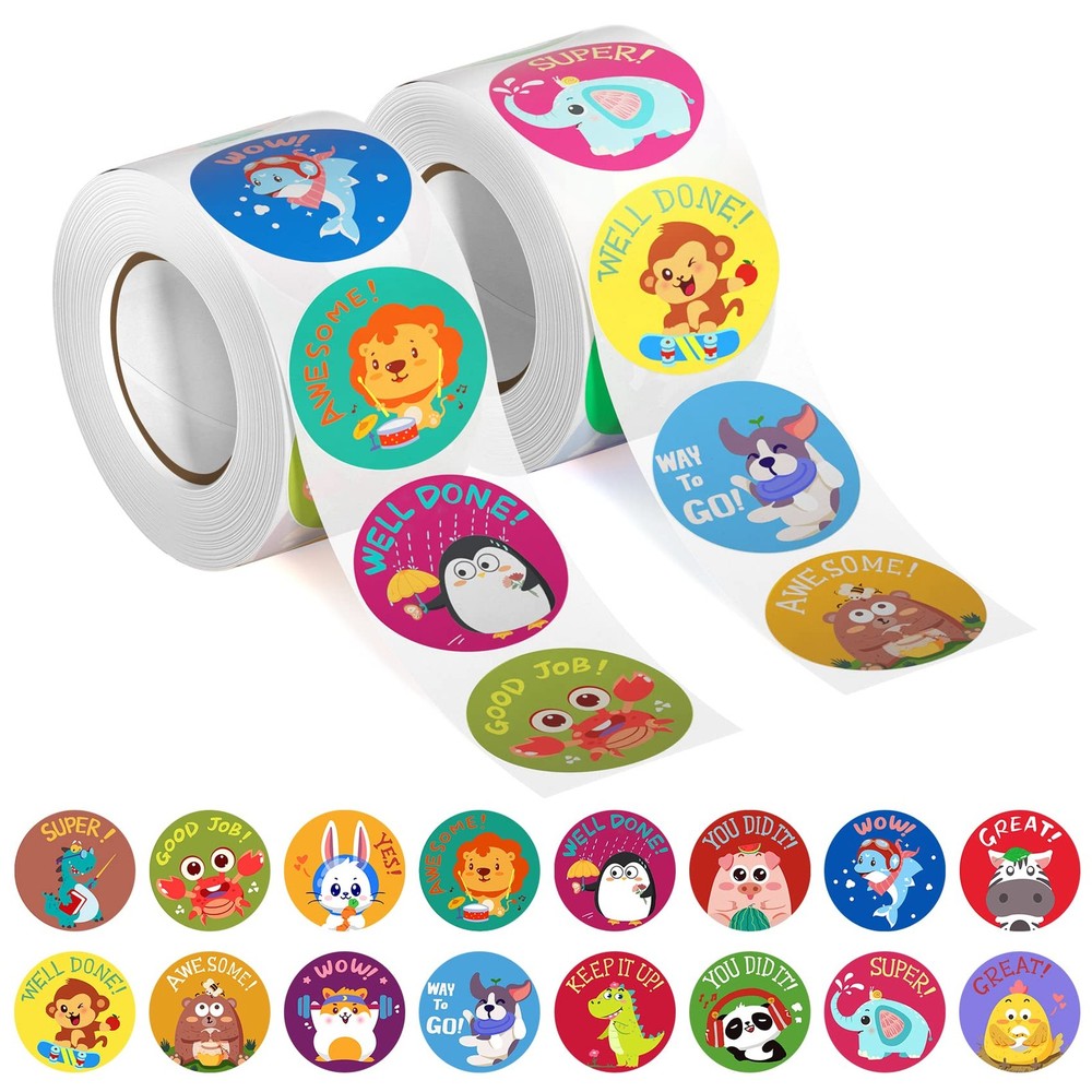 1000 Motivational Stickers for – 1 Inch Animal Reward Stickers in 16 Designs …