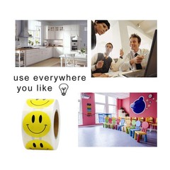 Happy Face Circle Dots Reward Stickers – 500 Labels, 1.5″ Yellow, 2 Rolls