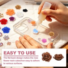 13mm Resin Rose Flatback Charms, 60 Pcs Cabochon Embellishment, Dark Brown