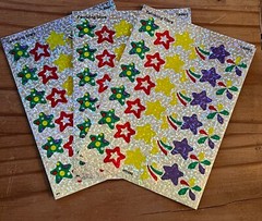 STARS 3 sheets Sparkly Colorful Pattern Scrapbook Stickers!