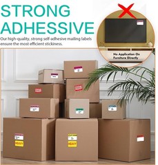 600 Count 3 x 2 Large Home Moving Packing Box Labels for 3-4 Bedroom House wi…