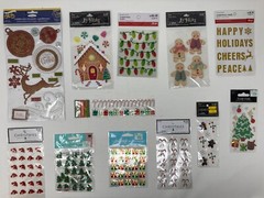 Christmas Scrapbooking Sticker Lot Bling 12 Packs Dimensional Designer Boutique