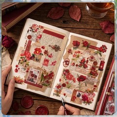 555PCS Vintage Flower Stickers PET Waterproof Scrapbook Journal Planner Decor