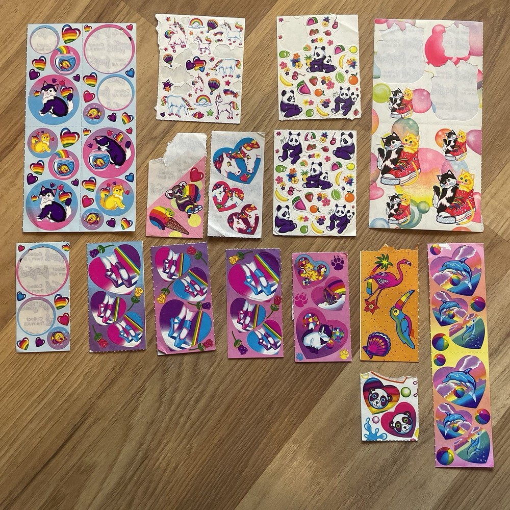Vintage Lisa Frank Sticker Lot 80’s Unicorns Hearts Rainbows Bears Cats 90s