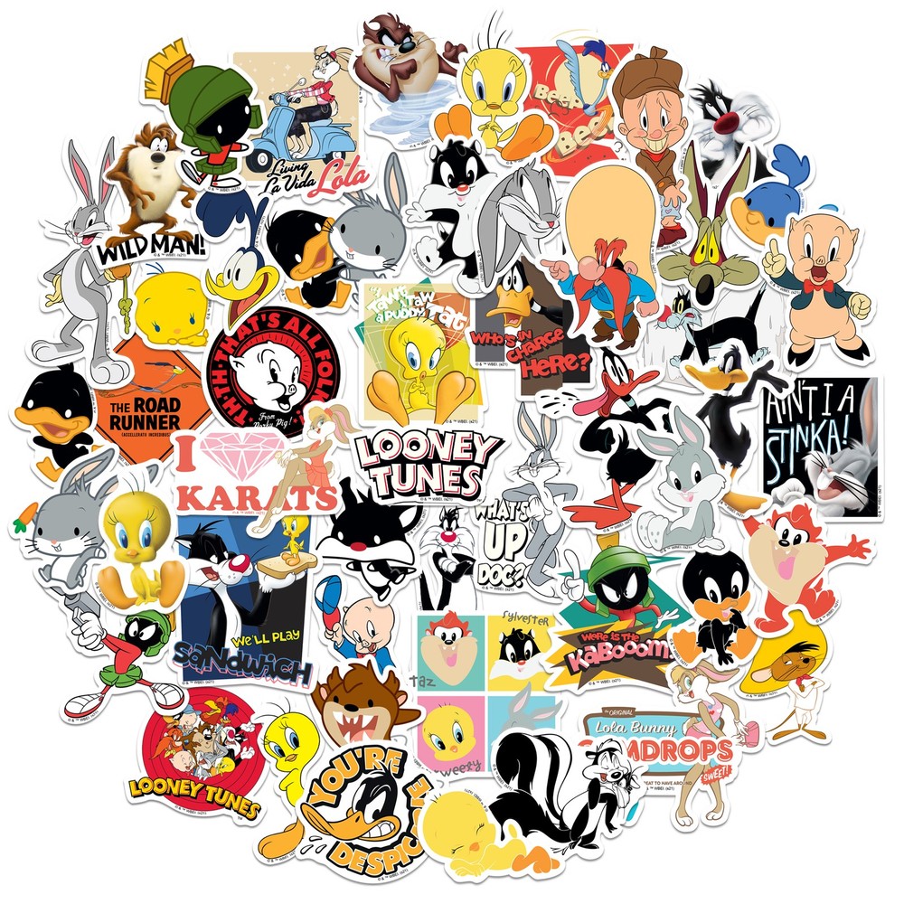 LOONEY TUNES VARIETY DIE CUT VINYL 50 CT STICKER PACK