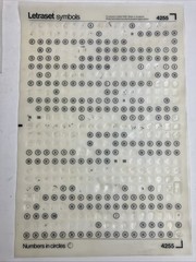 Letraset Numbers In Circles – 8 Used Sheets – Positive 4355, 217 & Negative 4252