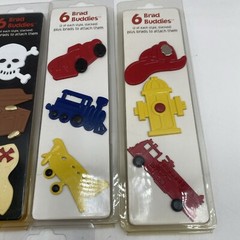 Brad Buddies Vtg Lot 6 Cowboy Fireman Dino Zoo Train Plane Scrapbook Crafts NIB