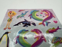 Vintage Lisa Frank Sticker Sheet NEW Unused S1251 Vibrant Retro Dolphin Surfer