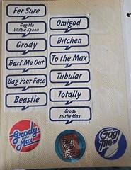 Vtg 80s Super RARE Stickers Valley Girl Grody to the Max Sandylion Chrome Foil