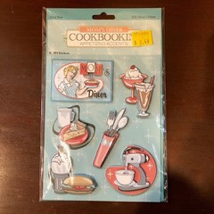 #830 Mom’s Diner RETRO 3D Scrapbook Stickers Cookbookin’ Appetizing Accents