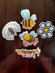 STICKERS x 5 Honey Bee Happy Apiculture Beehive Cartoon Large Sticker BEE9A