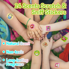 Scratch and Sniff Stickers, 576 Pieces Fruits and Foods Smelly Stickers, 24 Scen