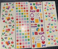 Vintage Mrs Grossmans Stickers Pack -Rainbow Micro Hearts Music Note Polka Dots