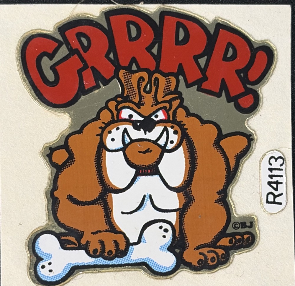 VTG 80s PRISM BJ GRRRR DOG Sticker FLASH SALE